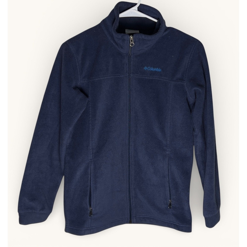 Columbia Youth Large Fleece Jacket Navy Full Zip Lightweight Kids Coat
